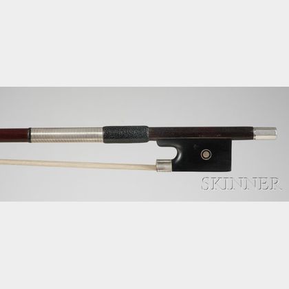 French Silver Mounted Viola Bow, Charles Alfred Bazin
