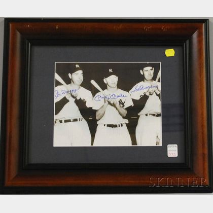 Joe DiMaggio, Mickey Mantle, and Ted Williams Autographed Photograph