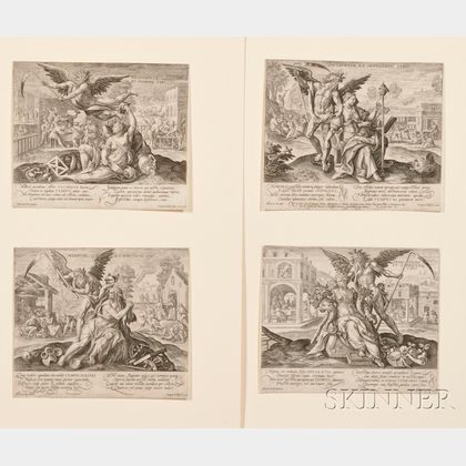 Crispin de Passe the Elder (Dutch, 1564-1637),After Marten de Vos (Flemish, 1532- 1603) Four Plates from Fortune