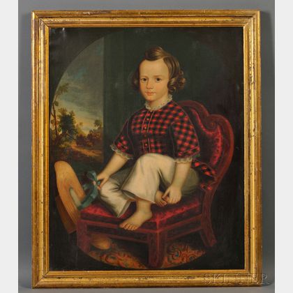 American School, 19th Century Portrait of Daniel Finn Seward, Aged 3 1/2 Years, of Middletown, New York, 1855.