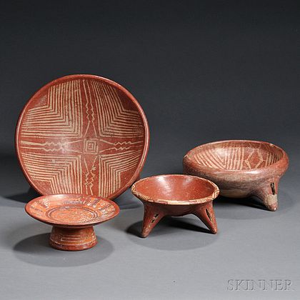 Four Pre-Columbian Painted Pottery Bowls