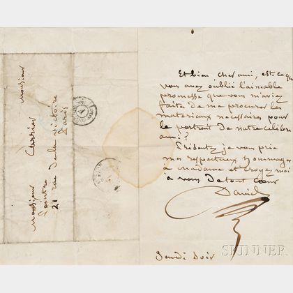David, Jacques-Louis (1748-1825) Autograph Letter Signed, undated.