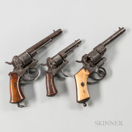 Three French Pinfire Revolvers