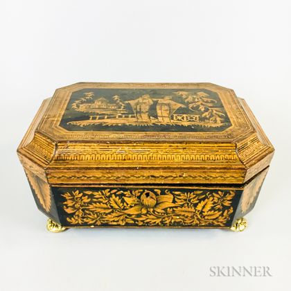 Regency Chinoiserie-decorated Lithographed Wood Box