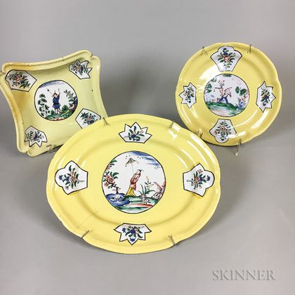 Three Pieces of Holitsch Faience Tableware