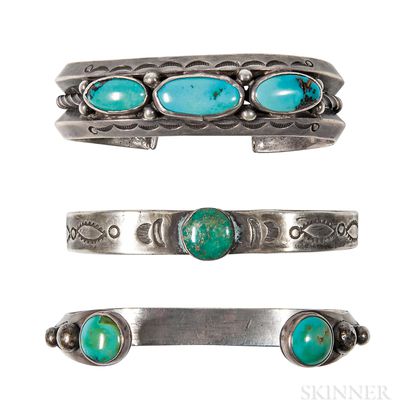 Three Navajo Silver Bracelets