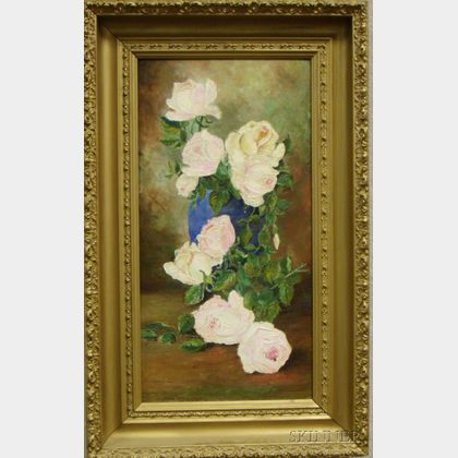 Framed 20th Century American School Oil on Canvas Still Life with Flowers