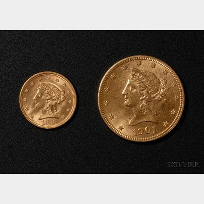 Two United States 1901 Liberty Head/Eagle Gold Coins