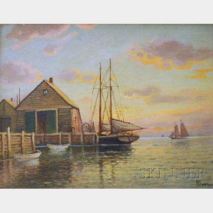 Henry Hambro Howe (American, 1886-1968) Wharf at Sunset