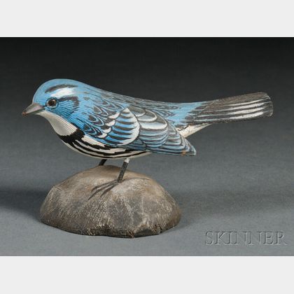 Jess Blackstone Miniature Carved and Painted Cerulean Warbler Figure