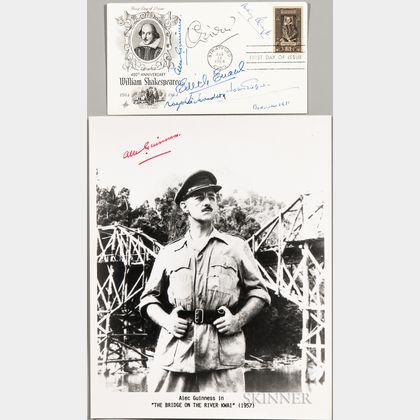 Guinness, Alec (1914-2000) Signed Photograph and Shakespeare First Day Cover Signed by Six British Shakespearean Actors.