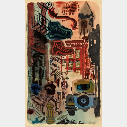 George Grosz (German/American, 1893-1959) A New York Street