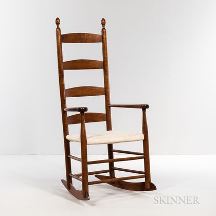 Shaker Figured Maple Armed Rocking Chair