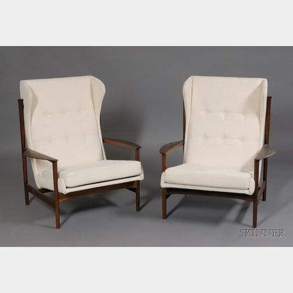 Two High-back Wing Chairs