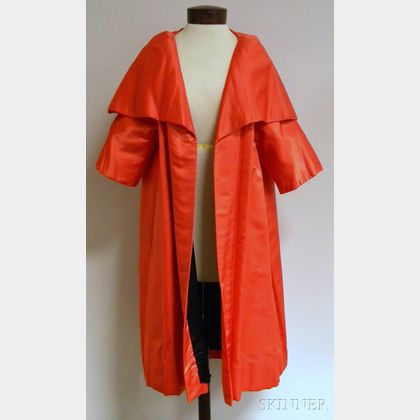 1950s Helena Barbieri Coral Silk Swing Coat