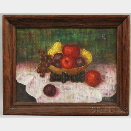 American School, 20th Century Still Life with Bowl of Fruit.