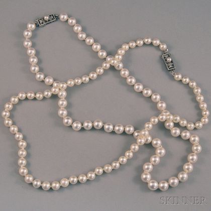 Two Mikimoto Cultured Pearl Necklaces