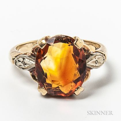 14kt Gold, Topaz, and Diamond Ring