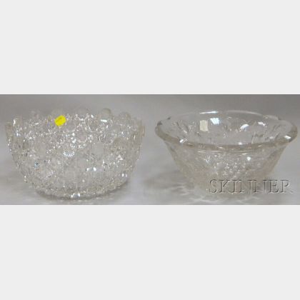 Brilliant Cut Colorless Glass Fruit Bowl and a Pressed Colorless Glass Fruit Bowl