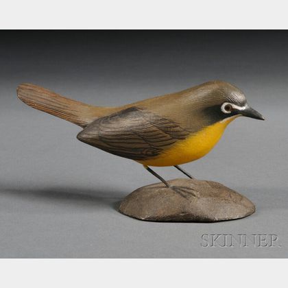 Jess Blackstone Miniature Carved and Painted Yellow Breasted Chat Figure