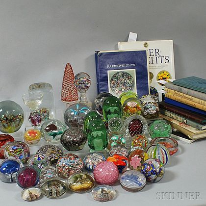 Large Collection of Glass Paperweights and Related Reference Works