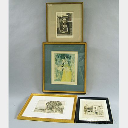 Four Framed Prints: Eugene E. Loving (American, 1907-1971),The Cabildo Alley, Old New Orleans