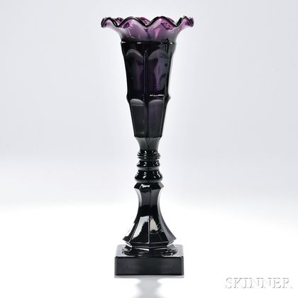 Deep Amethyst Pressed Glass Bigler Pattern Vase