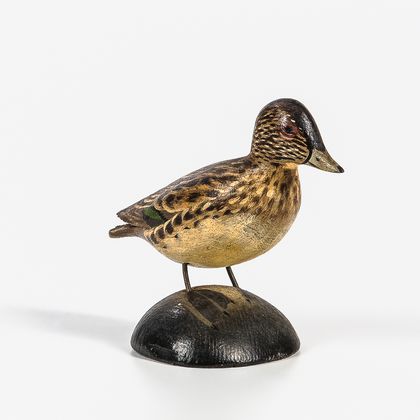 Carved and Painted Miniature Female Green-winged Teal