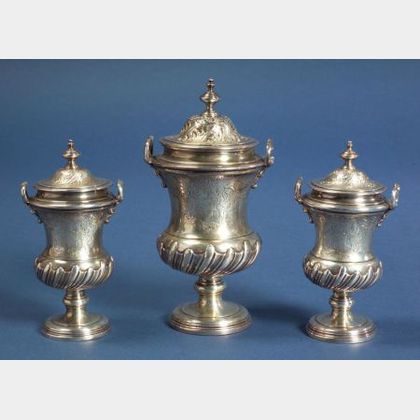 Set of Three George II Silver Casters