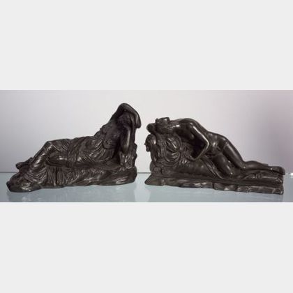 Two Neale & Co. Black Basalt Figures