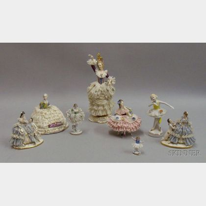 Eight Crinoline Figurines