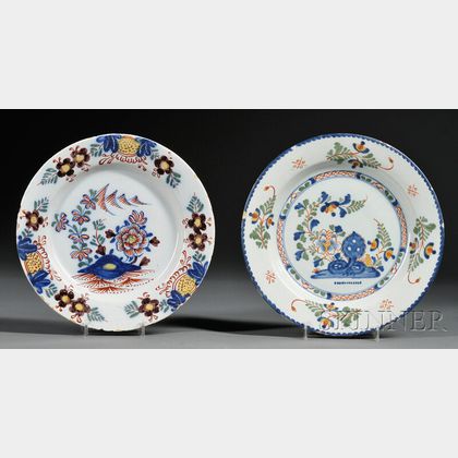 Two Delftware Lambeth Pottery Plates