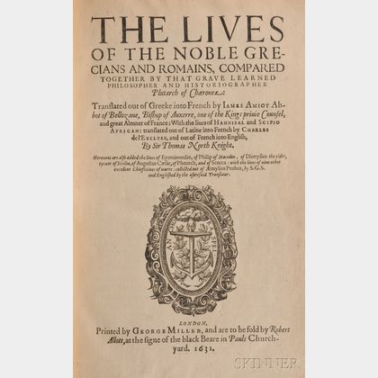 Plutarch (c. 46-120 AD),trans. Thomas North (1535-1604) The Lives of the Noble Grecians and Romains.