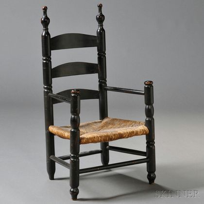 Black-painted Child's Slat-back Armchair