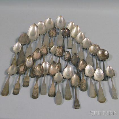 Group of Assorted Coin and Sterling Silver Spoons