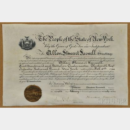 Roosevelt, Theodore (1858-1919) Signed Military Commission, 6 February 1899.