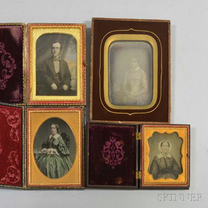 Three Cased Ambrotypes and a Framed Daguerreotype