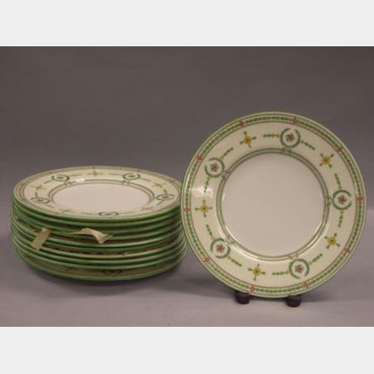 Set of Eleven Minton Enamel Decorated Daventry Pattern Luncheon Plates. 