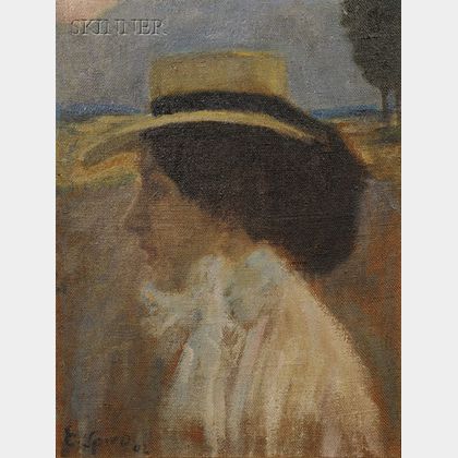 Eugene Spiro (German/American, 1874-1972) Young Woman in Profile/A Portrait of the Artist's Sister