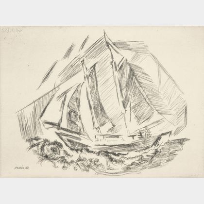John Marin (American, 1870-1953) Sailboat