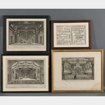 Musical and Theater Prints, Four, Framed.