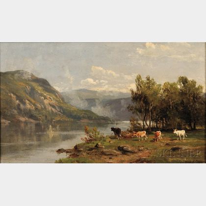 Thomas Bigelow Craig (American, 1849-1924) River Landscape with Cattle