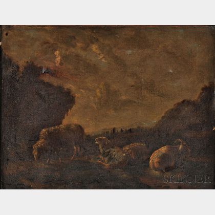 Attributed to Balthasar Paul Ommeganck (Flemish, 1755-1826) Sheep in a Landscape