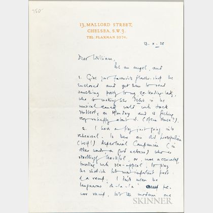 Milne, A.A. (1882-1956) Autograph Letter Signed 13 October 1938.