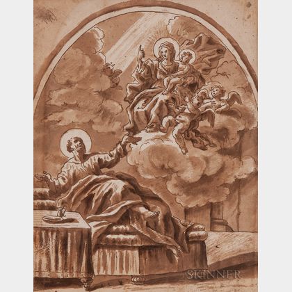 Italian School, 18th Century Virgin Appearing to a Saint in Ecstasy