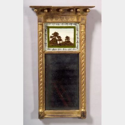 Federal Gilt Gesso and Eglomise Mirror