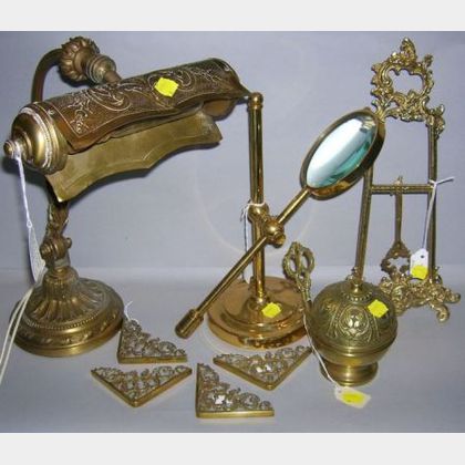 Group of Nine Brass Table Accessories