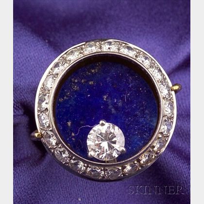 18kt Gold, Lapis, and Diamond Ring