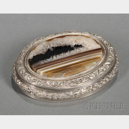 Scottish George IV Silver and Agate-mounted Snuff Box