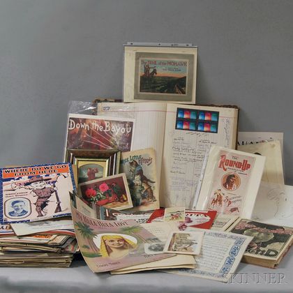 Group of Assorted Graphic Printed Ephemera Including Sheet Music, Periodical Covers, and Small Posters